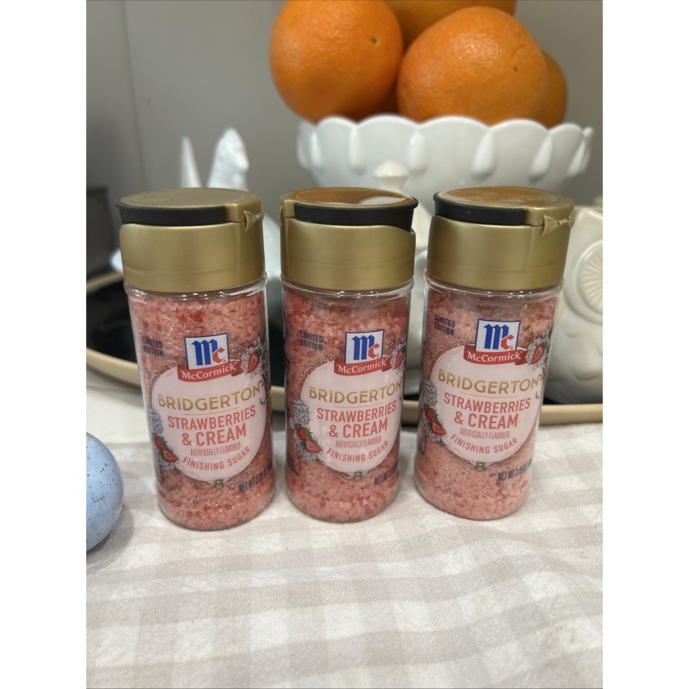 Lot of 3‎ - McCormick Bridgerton Strawberries & Cream Finishing Sugar, 3.16 oz